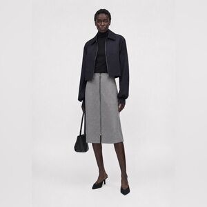 FILIPPA K - Wool Blend A-Line Midi Skirt Scandinavian Minimalist